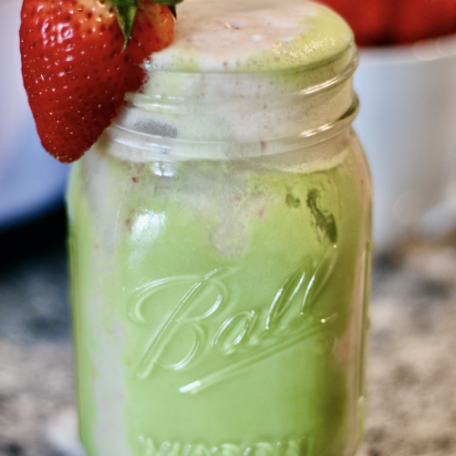 Iced Strawberry Sweet Cream Cold Foam Matcha Latte Mozie