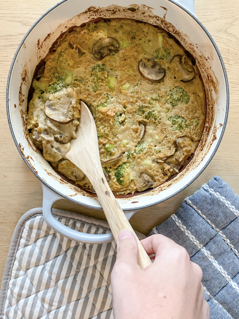 Super Simple Cheesy Vegan Broccoli Rice Casserole