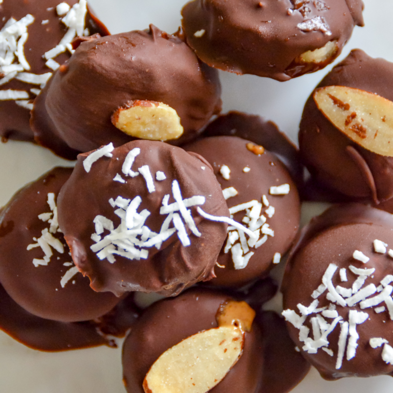 Almond Butter Frozen Chocolate Covered Banana Bites