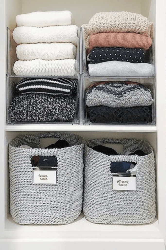 how to organize sweaters in a small closet