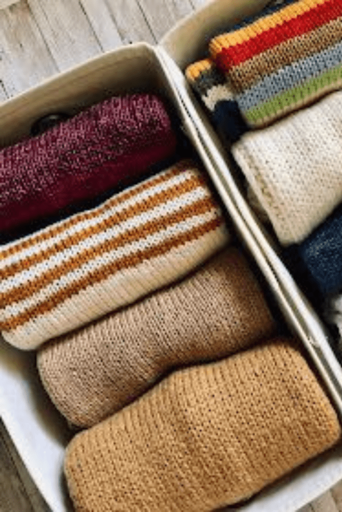 how to organize sweaters in a small closet