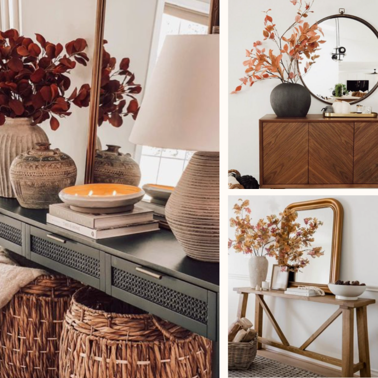 6 Stunning + Cozy Fall Entryway Table Decor Ideas