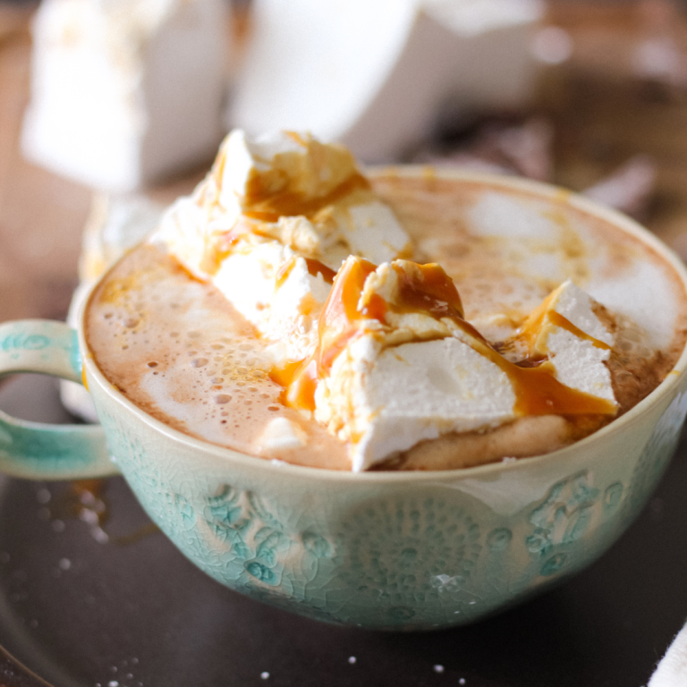 Salted Caramel Hot Cocoa with Salted Caramel Marshmallows