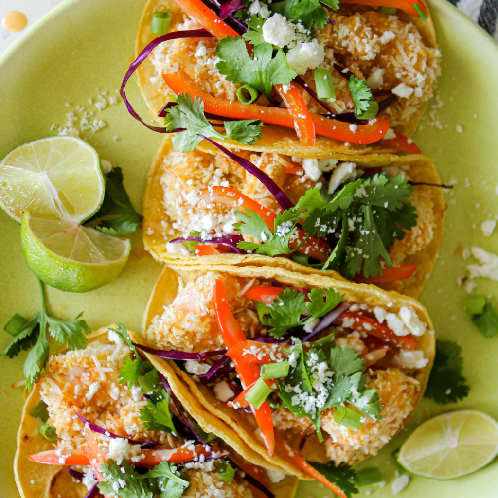Crispy Coconut Shrimp Street Tacos with Yum Yum Sauce Mozie
