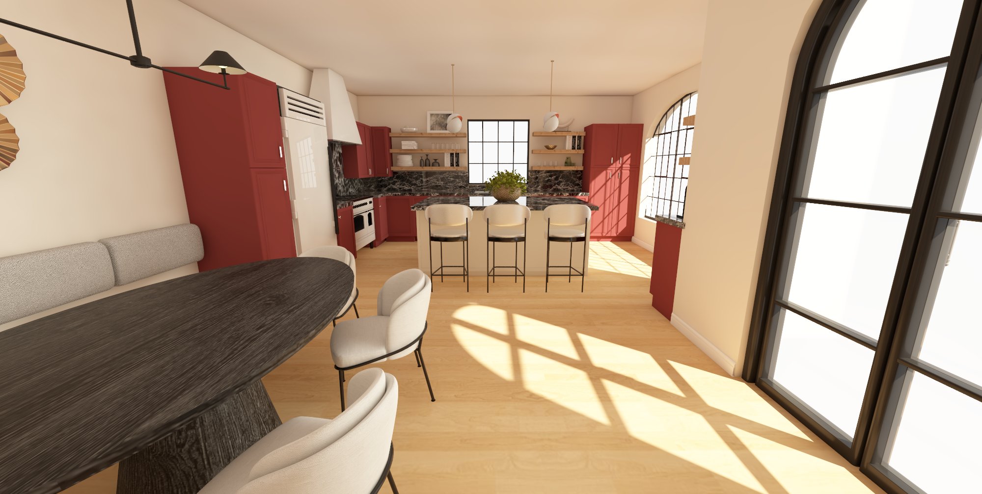 Modern Red Kitchen Design | Virtual Design Reveal - Mozie