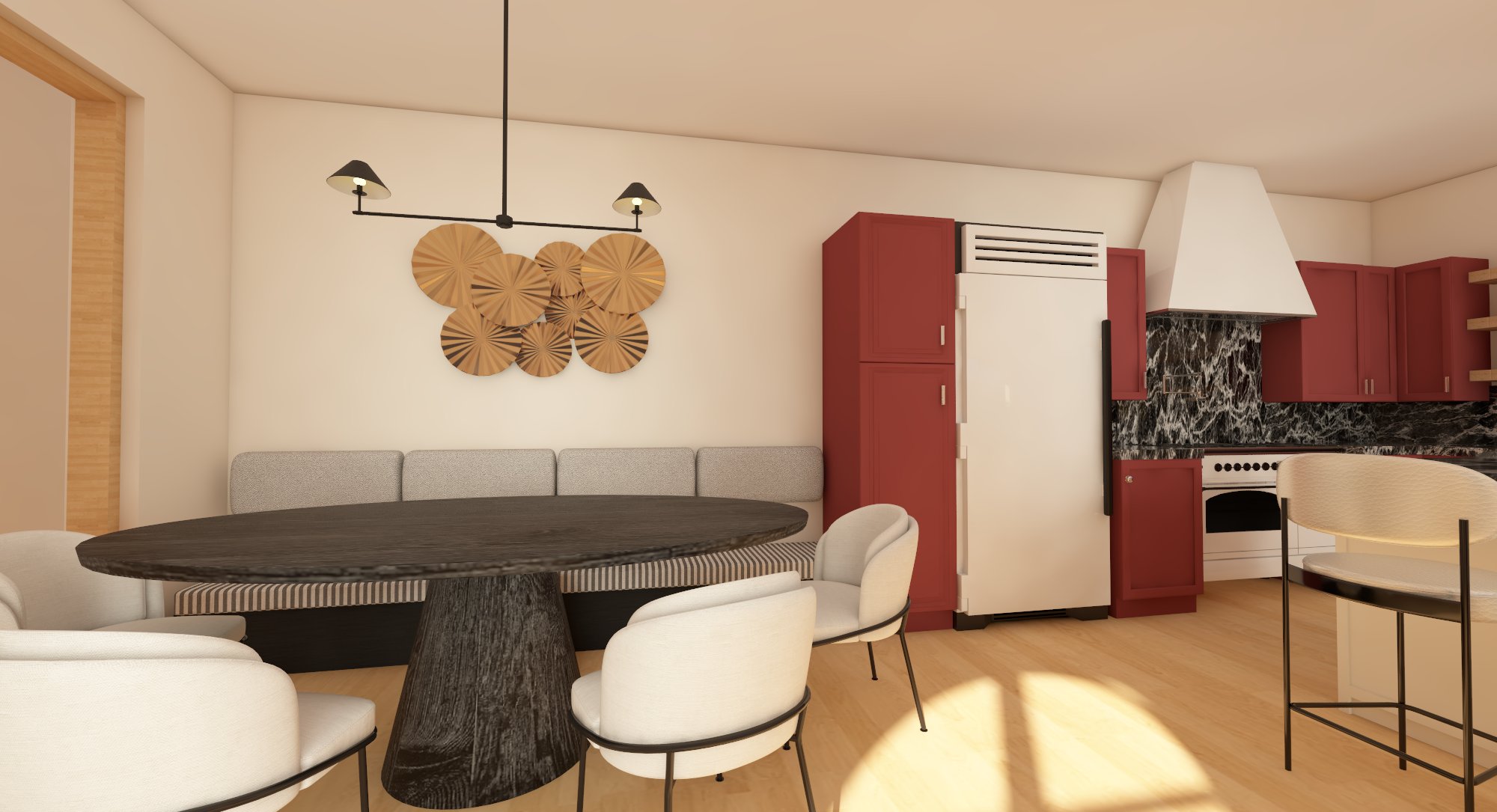 Modern Red Kitchen Design | Virtual Design Reveal - Mozie