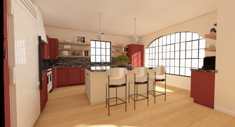 Modern Red Kitchen Design | Virtual Design Reveal - Mozie
