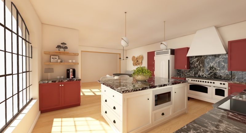 Modern Red Kitchen Design | Virtual Design Reveal - Mozie