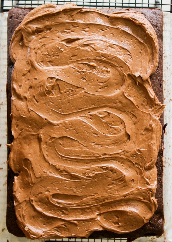 the best lunchroom chocolate sheet cake