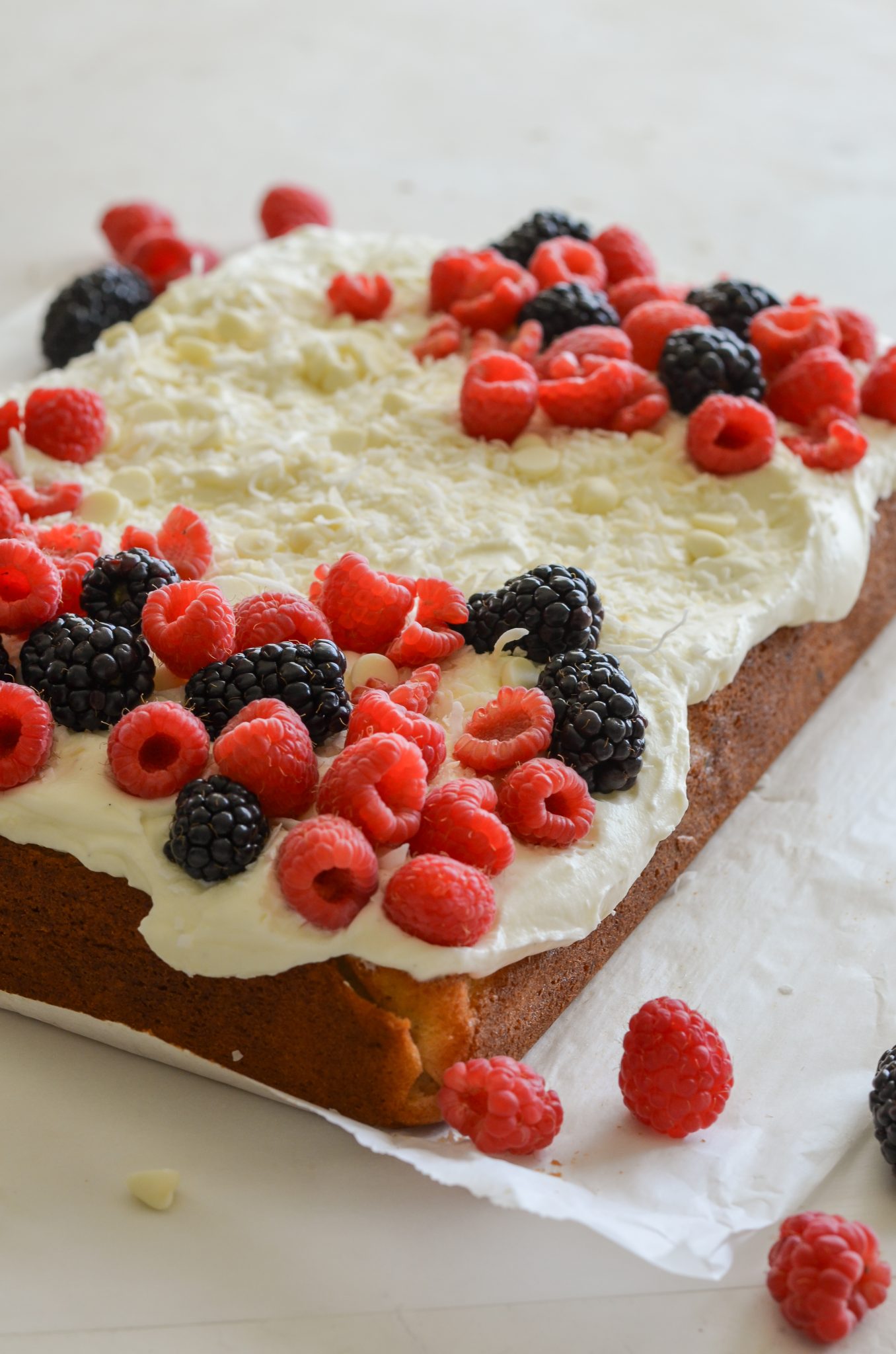 White Chocolate Coconut Mixed Berry Sheet Cake Mozie