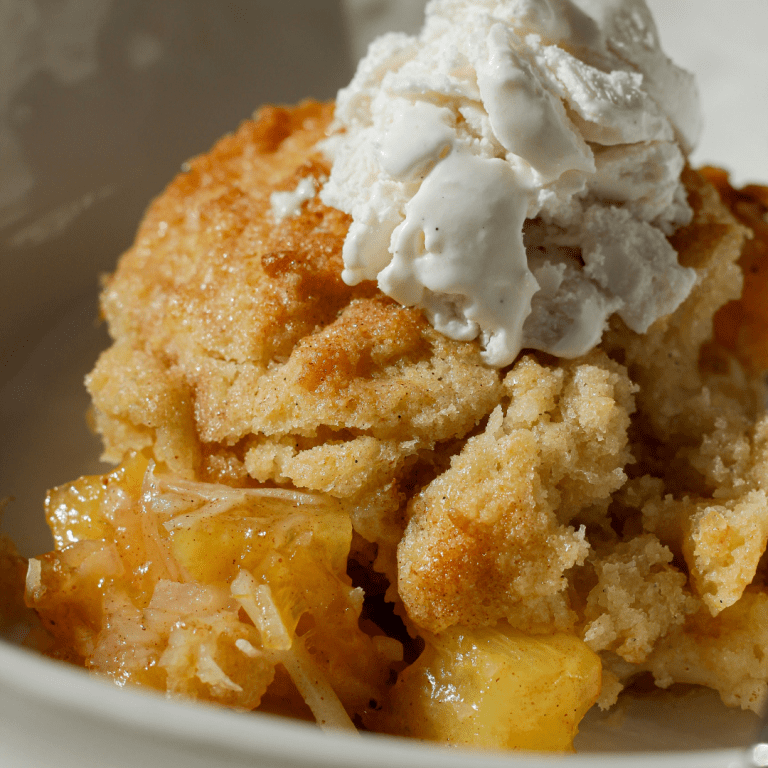 Mango Pineapple Cobbler with Biscuit Crumble