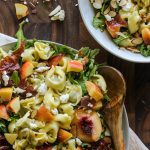 Peach tortellini and arugula salad