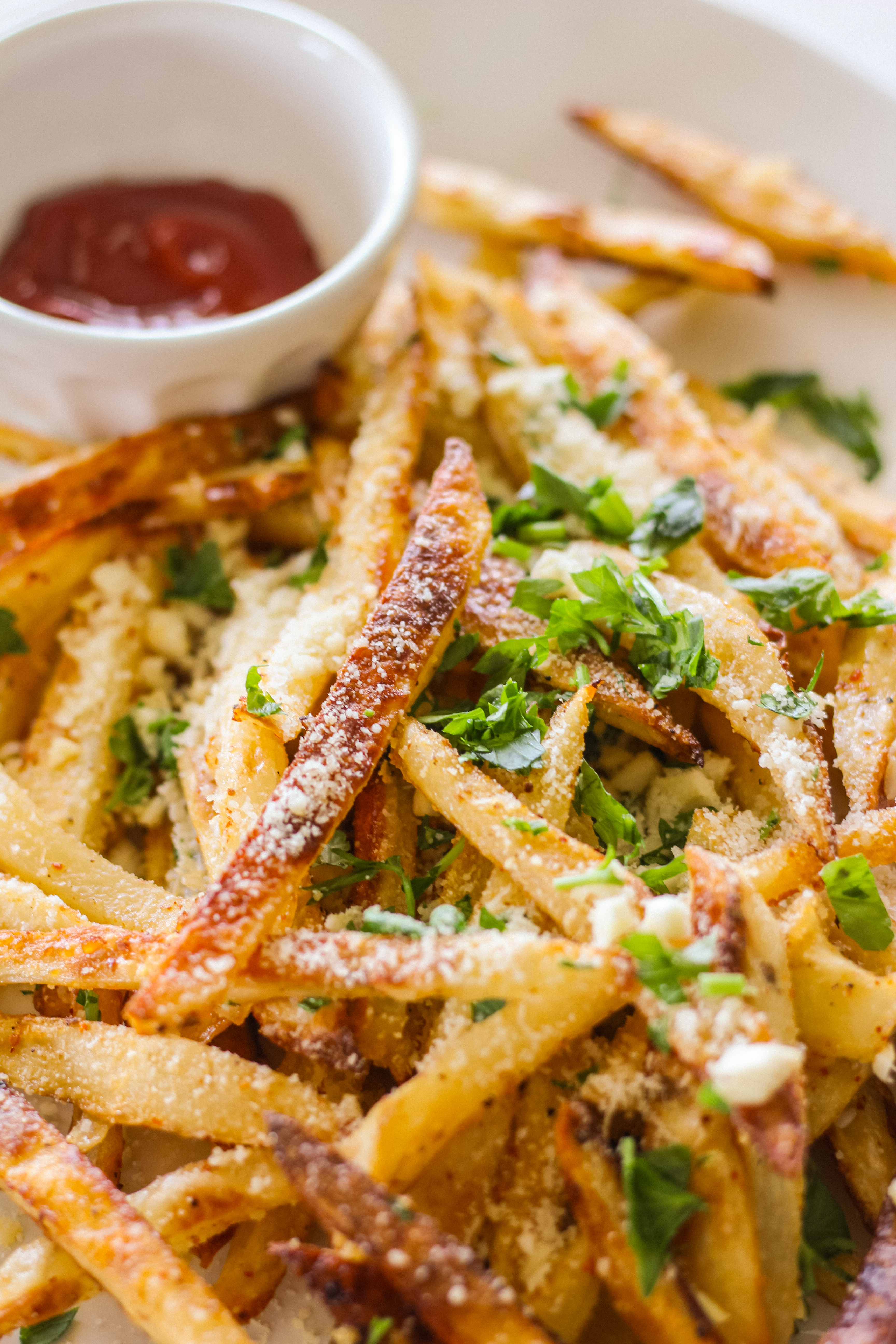 Crispy Baked Tajin Garlic Parmesan Fries