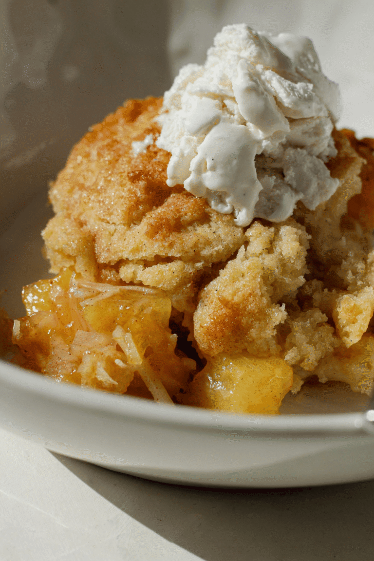 Mango Pineapple Cobbler with Biscuit Crumble