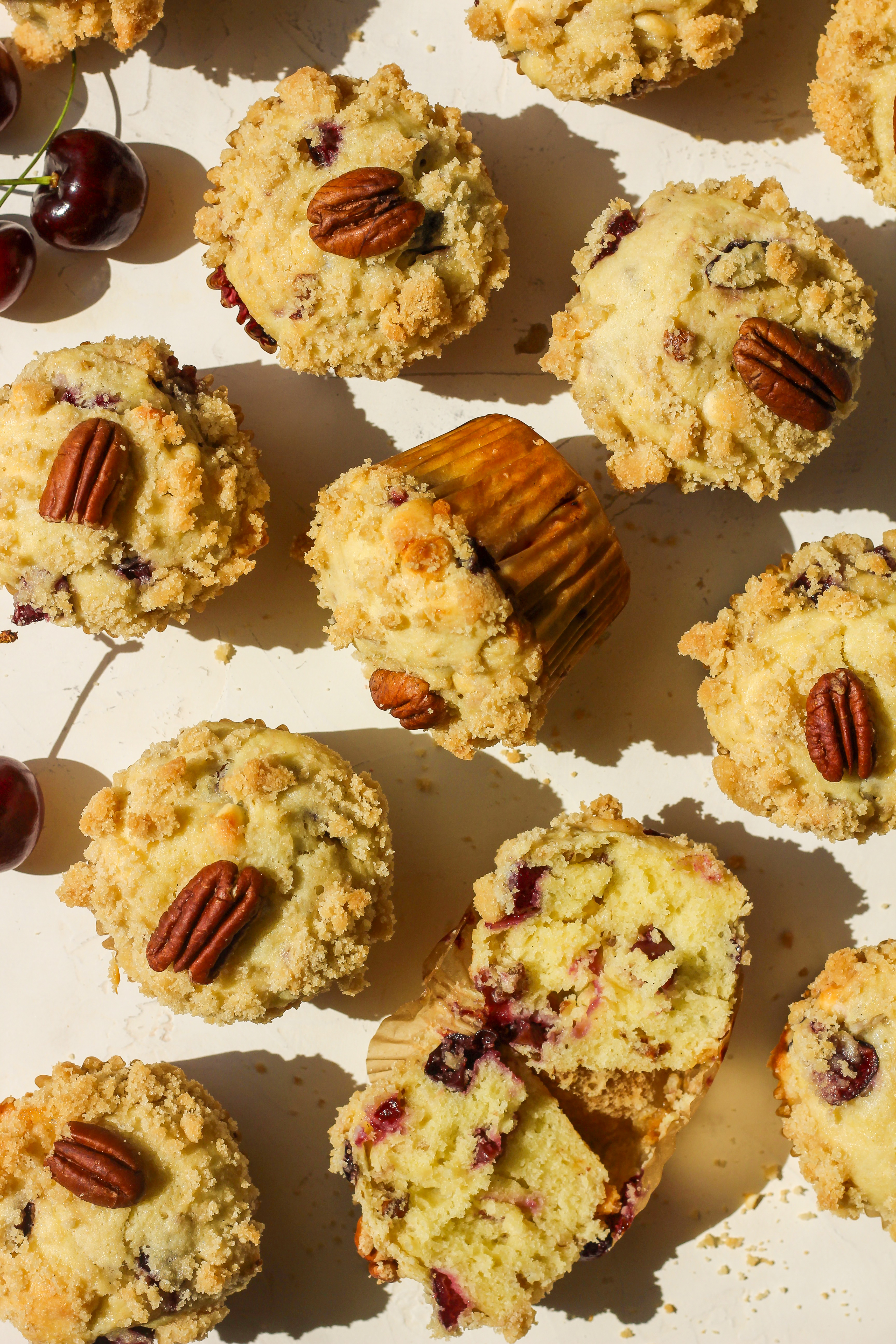 cherry pecan white chocolate muffins