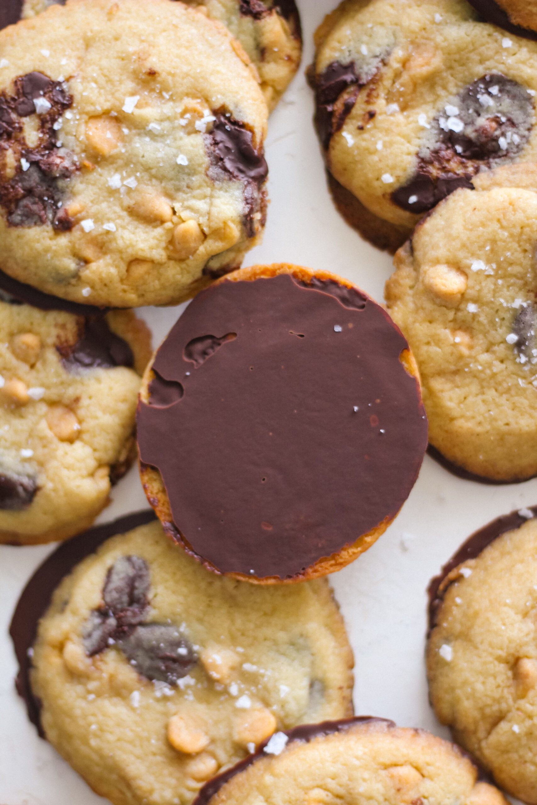 Chocolate Dipped Salted Butterscotch cookies
