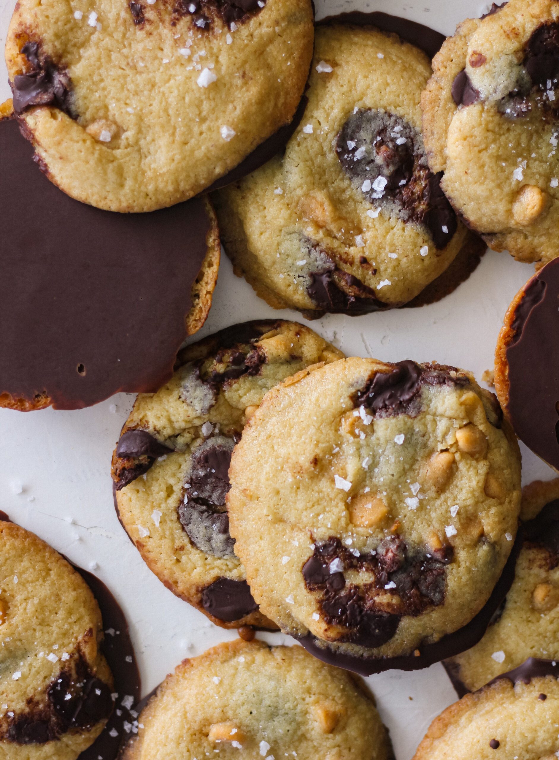 Chocolate Dipped Salted Butterscotch cookies
