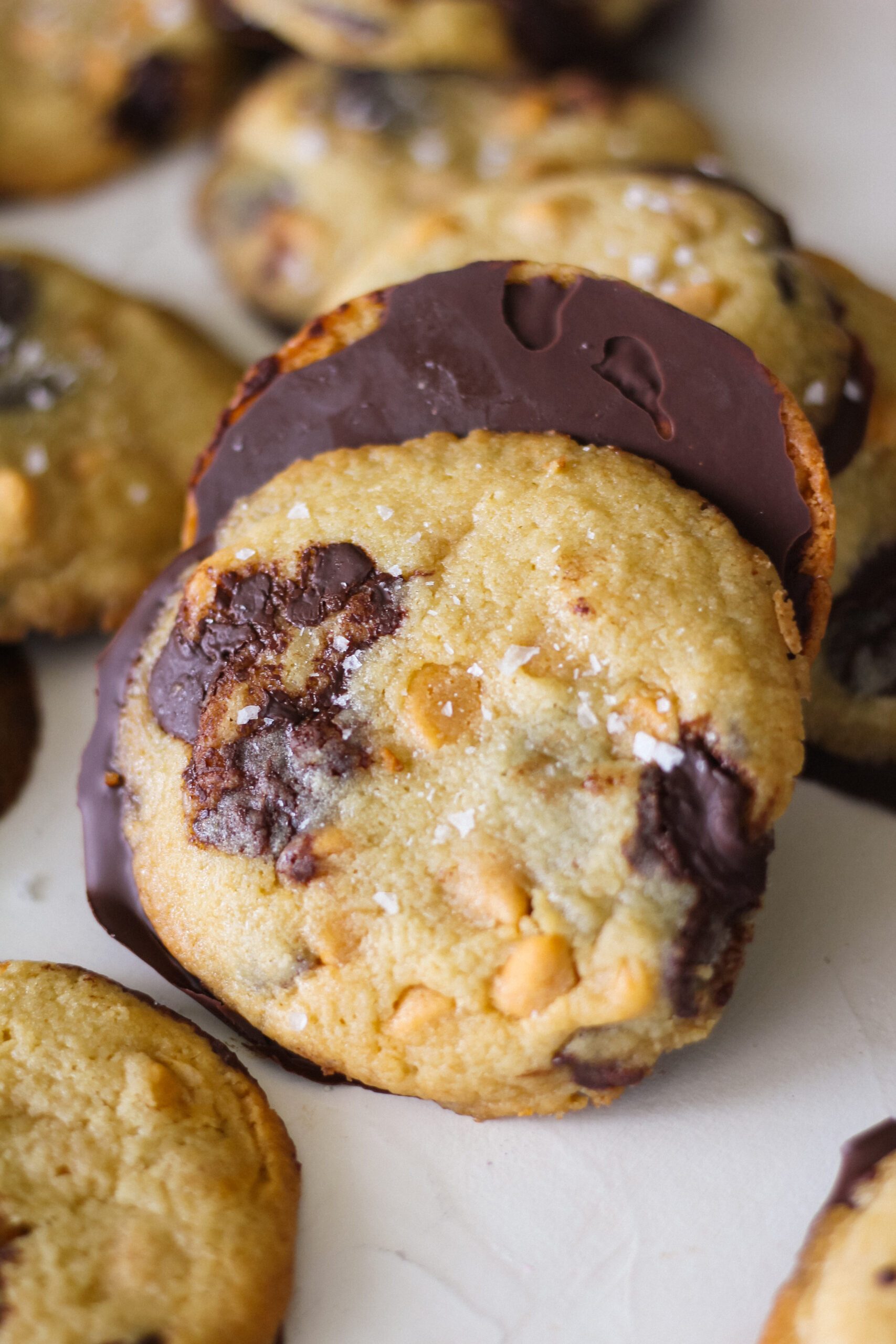 Chocolate Dipped Salted Butterscotch cookies
