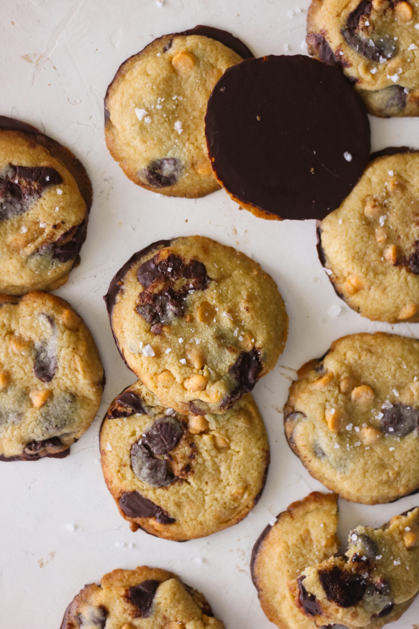 Chocolate Dipped Salted Butterscotch cookies
