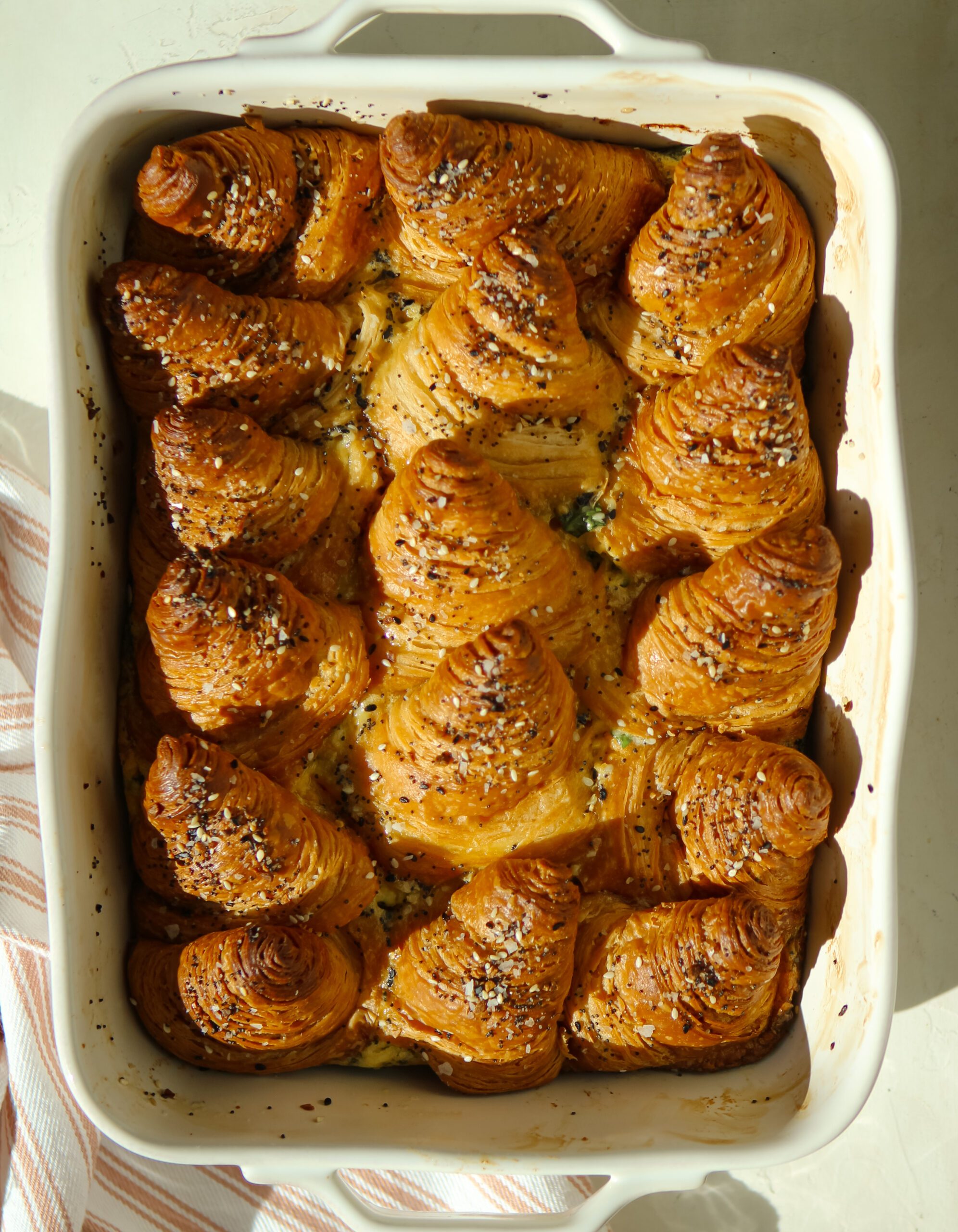 Tomato Basil Croissant Breakfast Bake 
