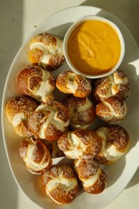 pretzel twists with beer cheese sauce