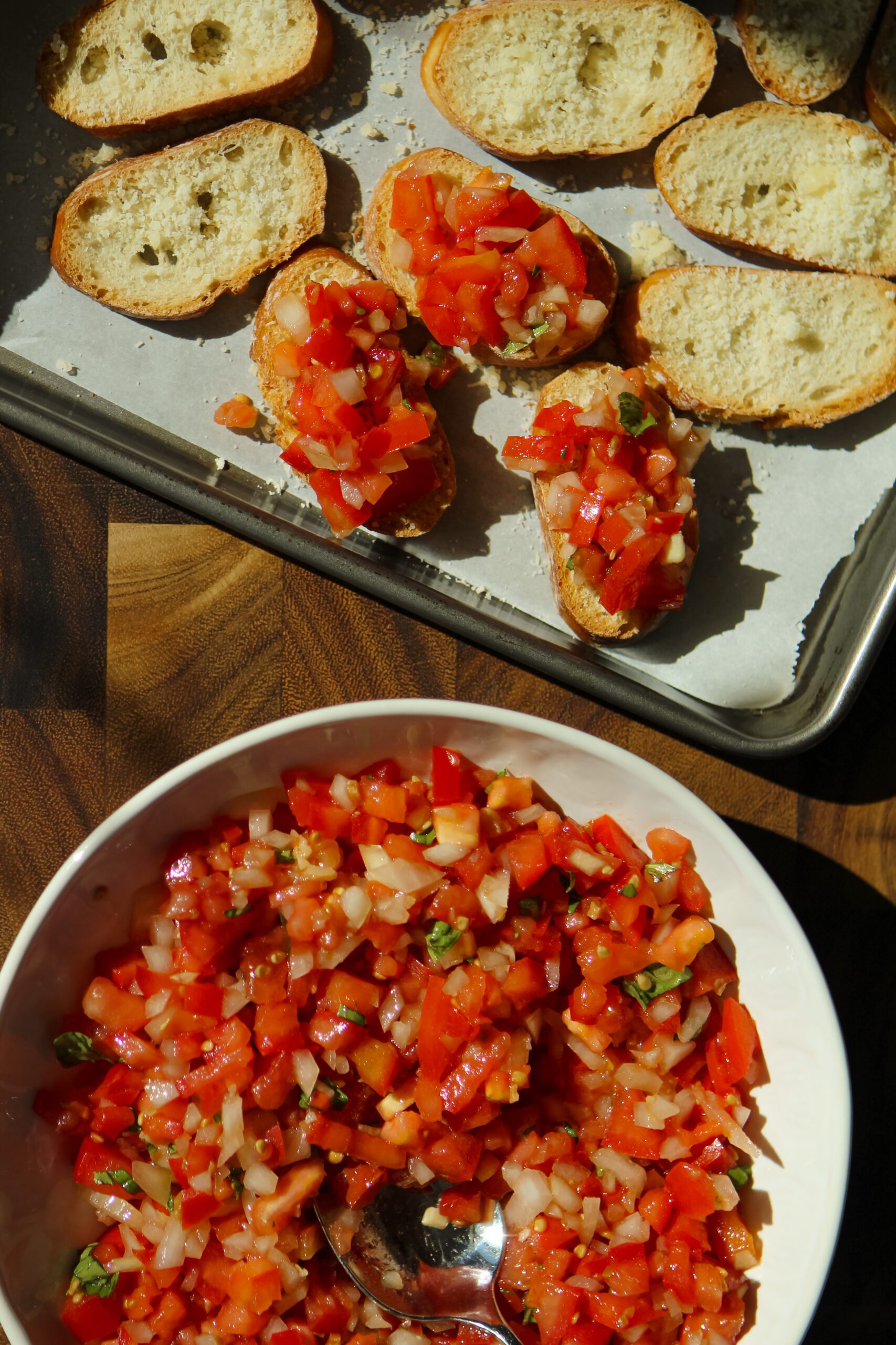 Bruschetta and Garlic Parmesan Crostini
