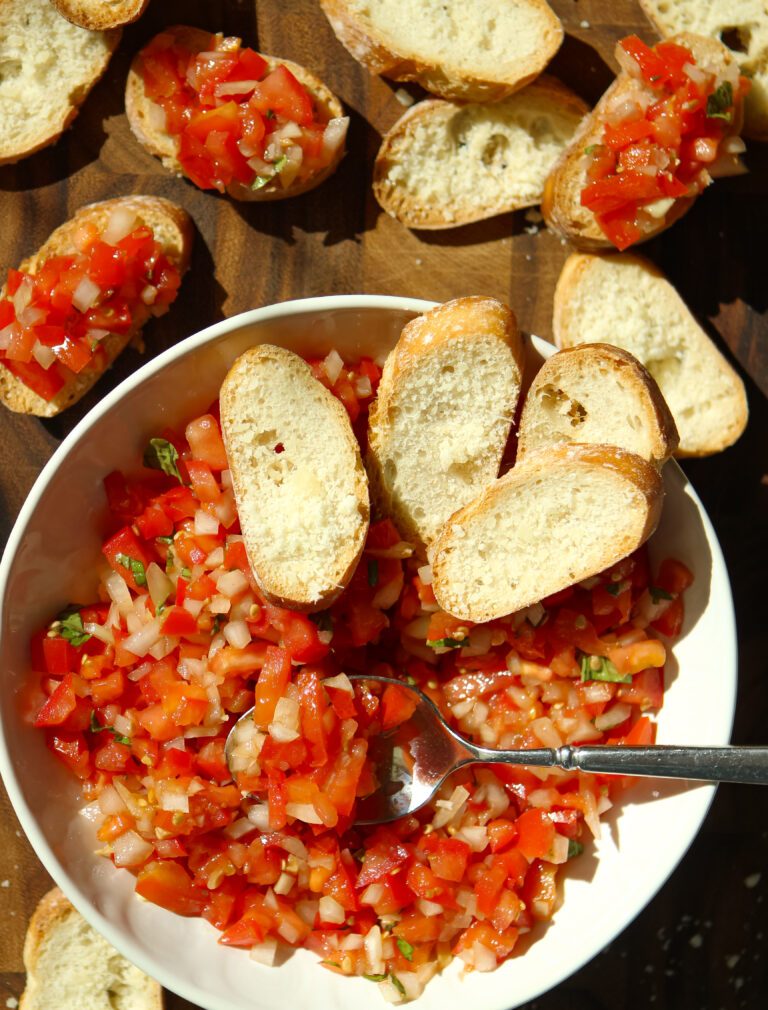 Bruschetta and Garlic Parmesan Crostini