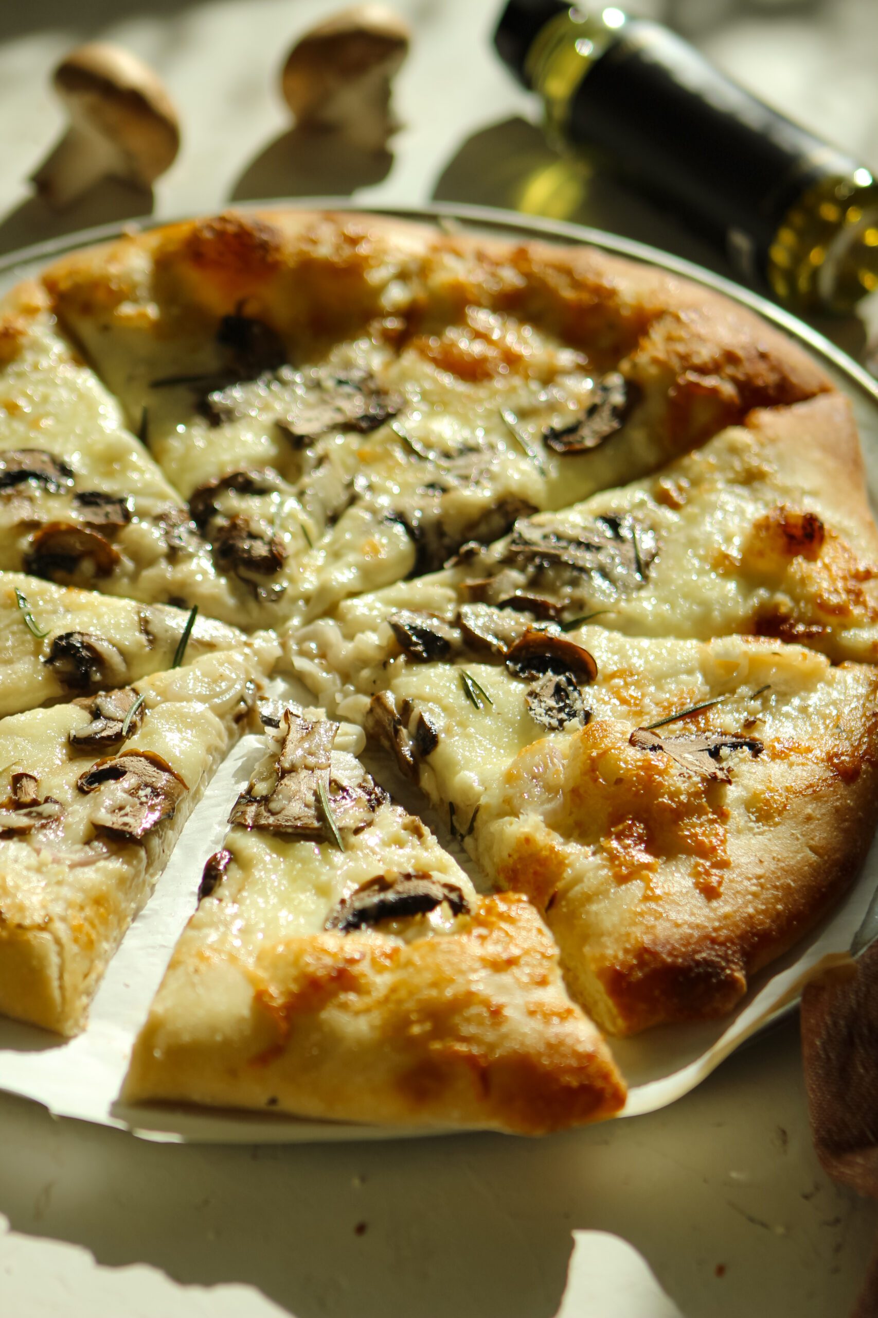 Mushroom Mozzarella Pizza with Truffle Oil