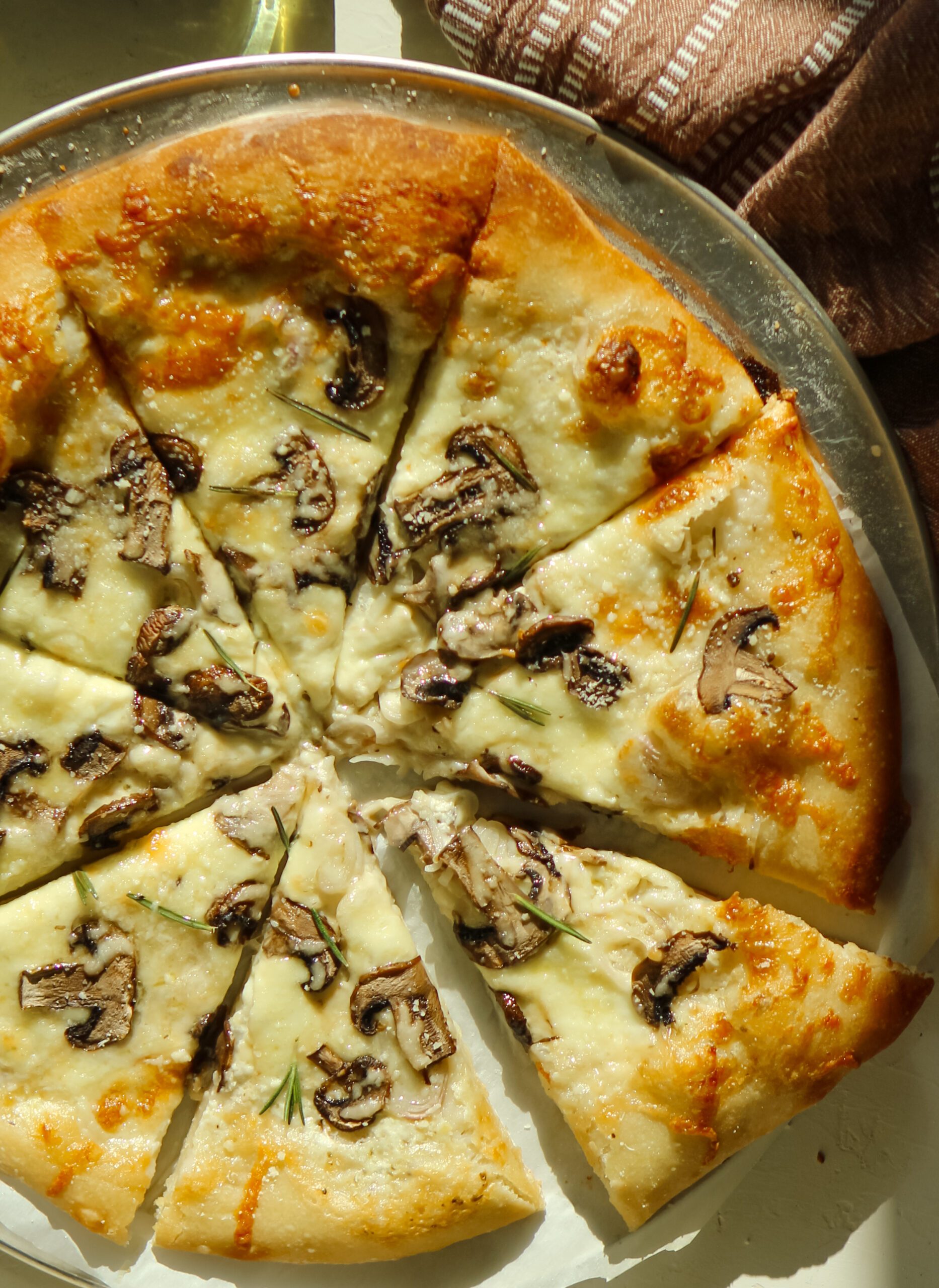 Mushroom Mozzarella Pizza with Truffle Oil