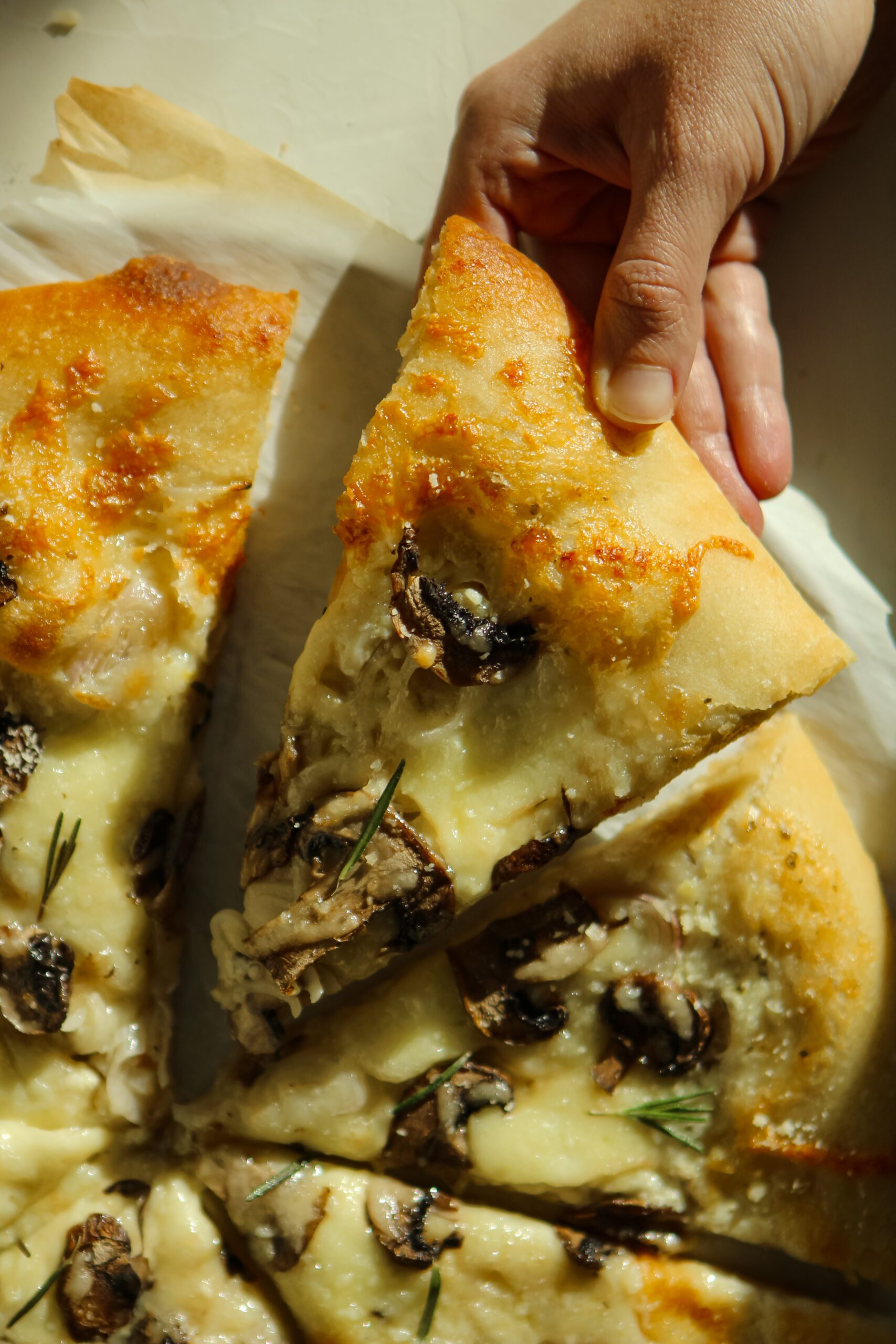 Mushroom Mozzarella Pizza with Truffle Oil