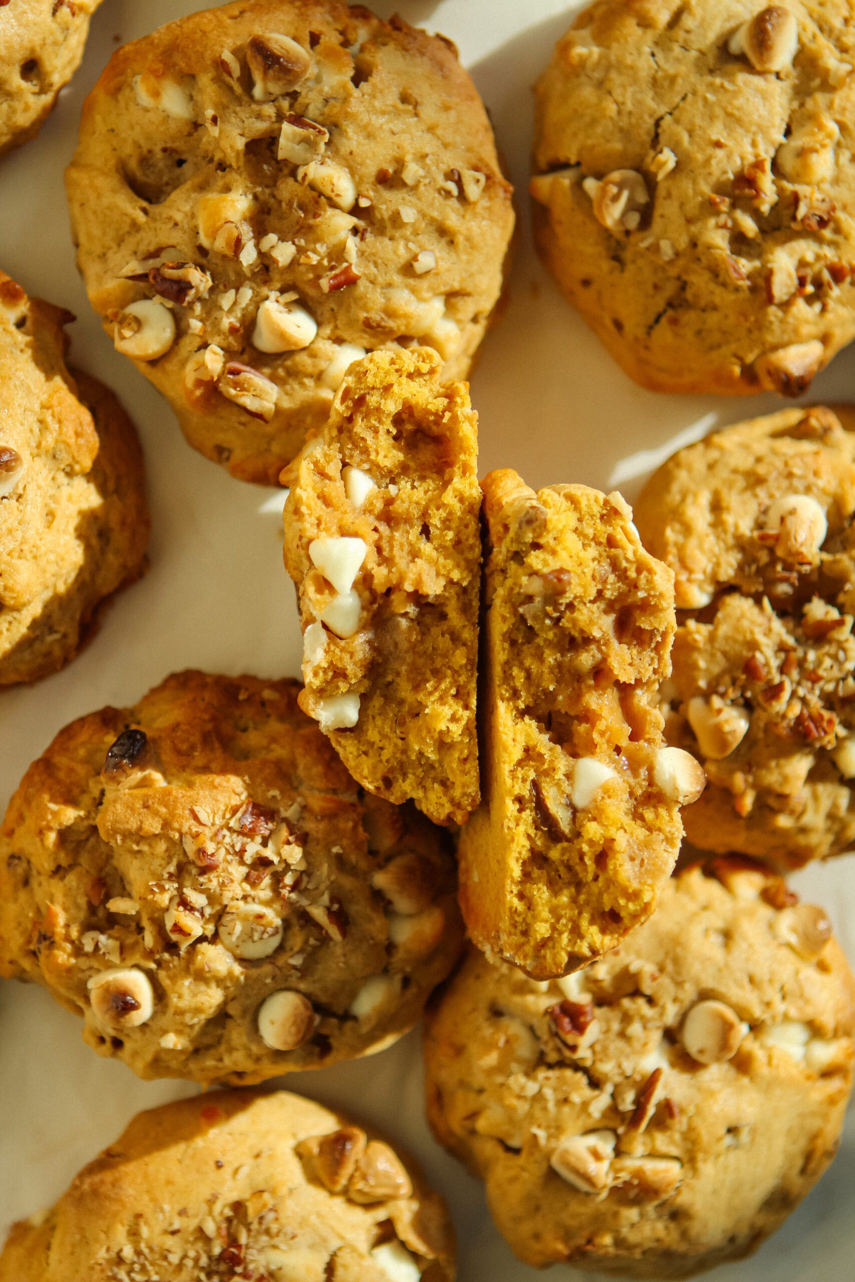 Pumpkin White Chocolate Pecan Cookies