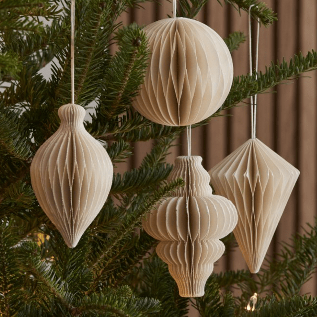 whimsical white Christmas tree decor