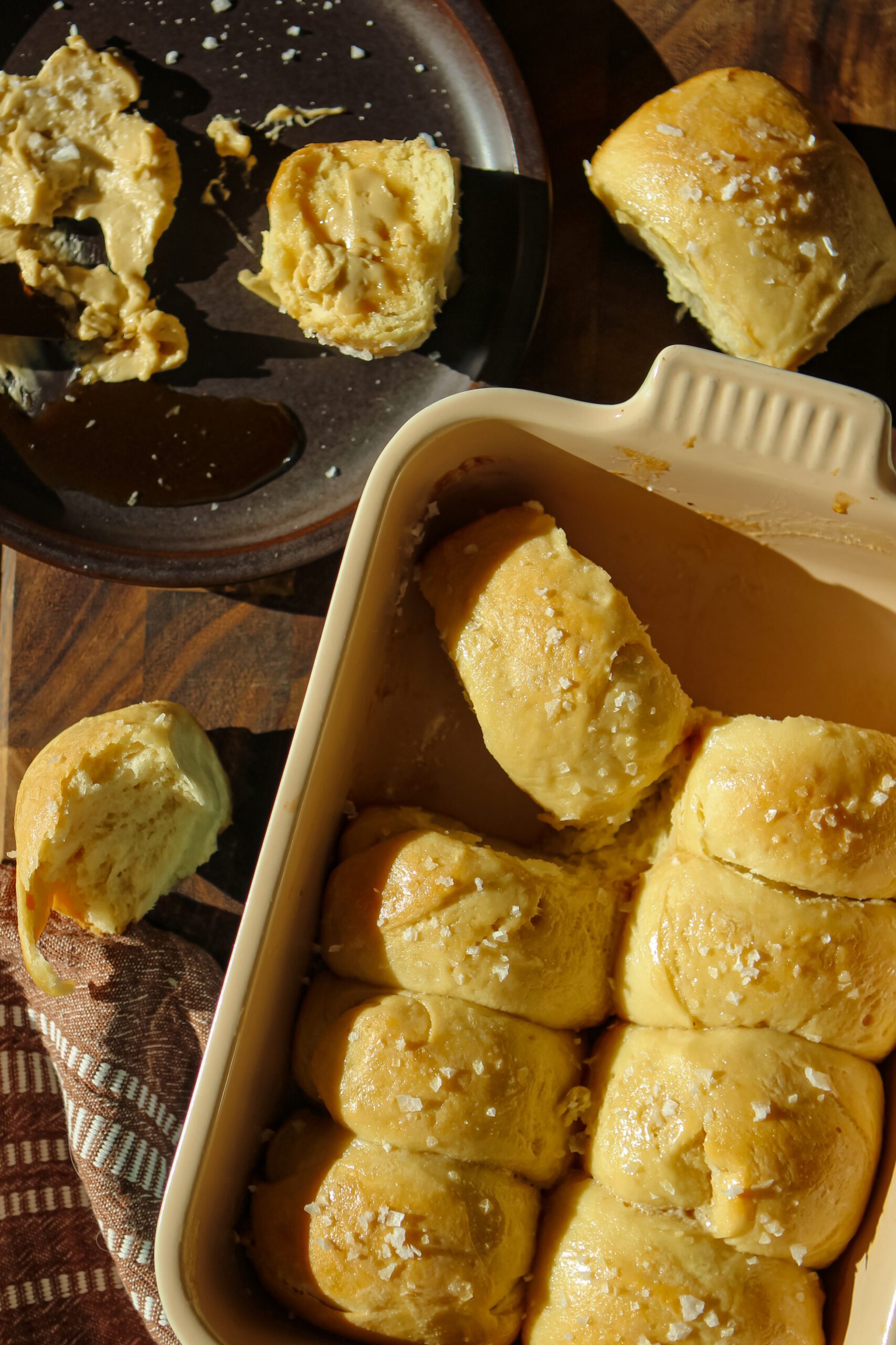 salted maple dinner rolls