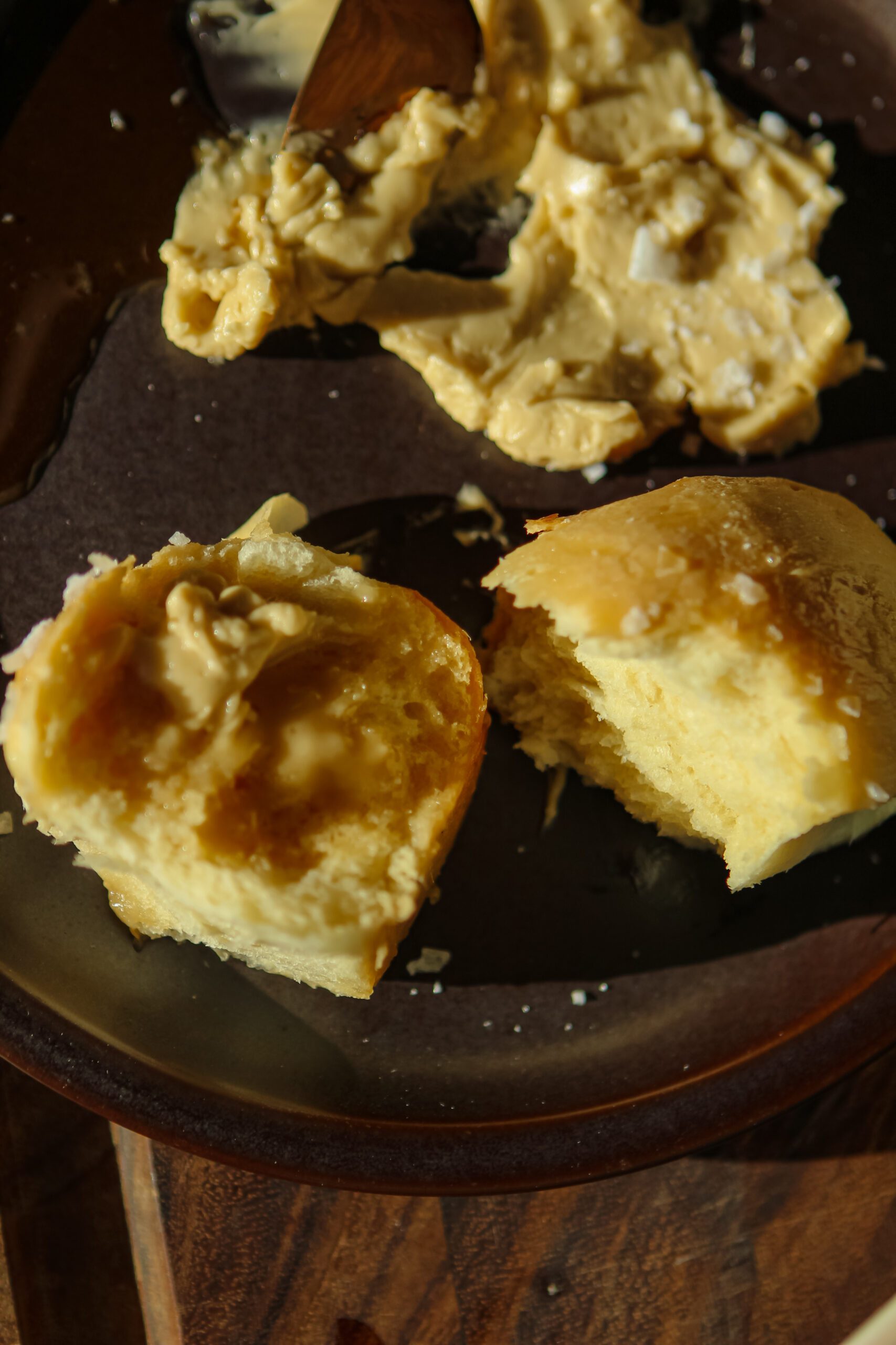 salted maple dinner rolls