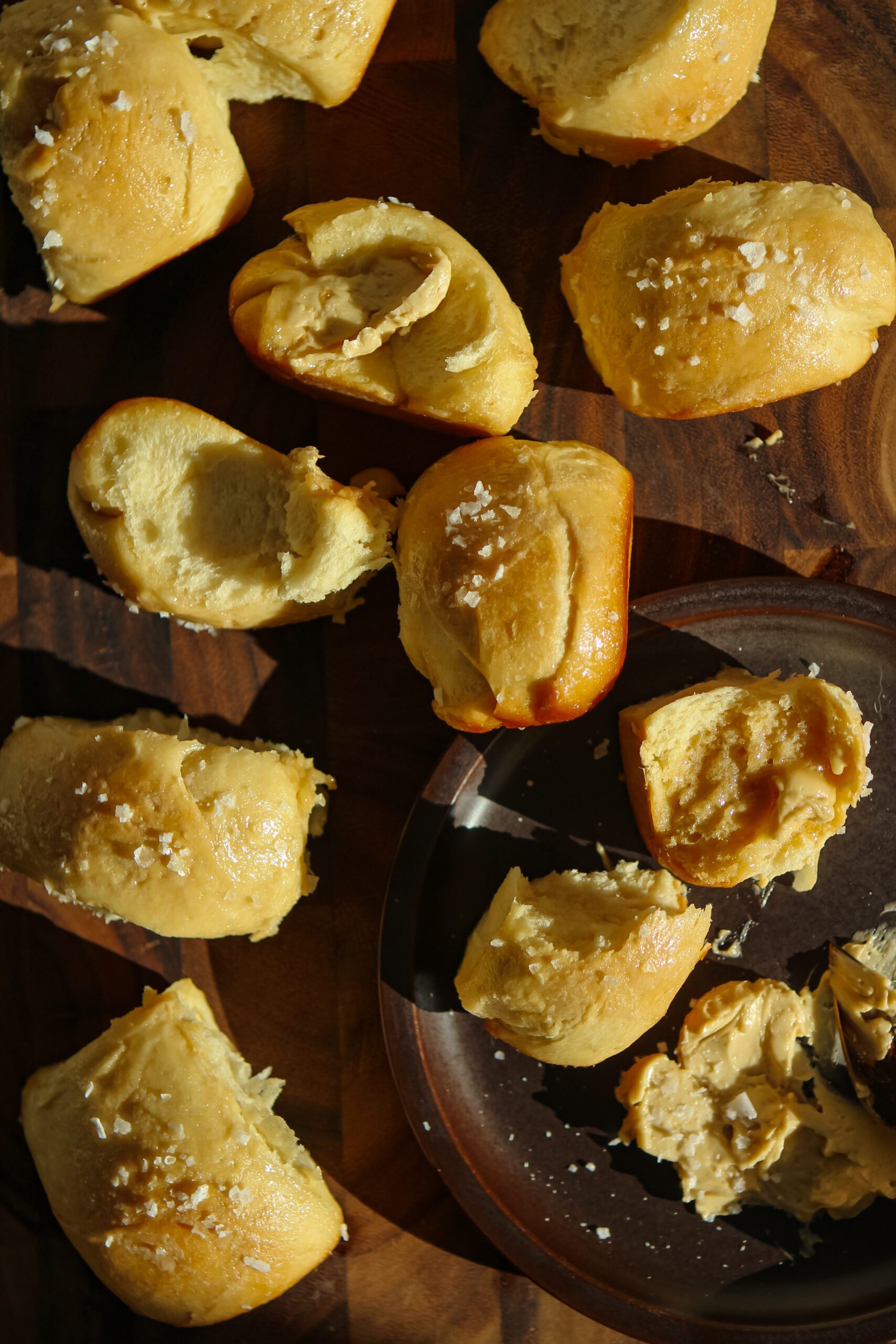 salted maple dinner rolls