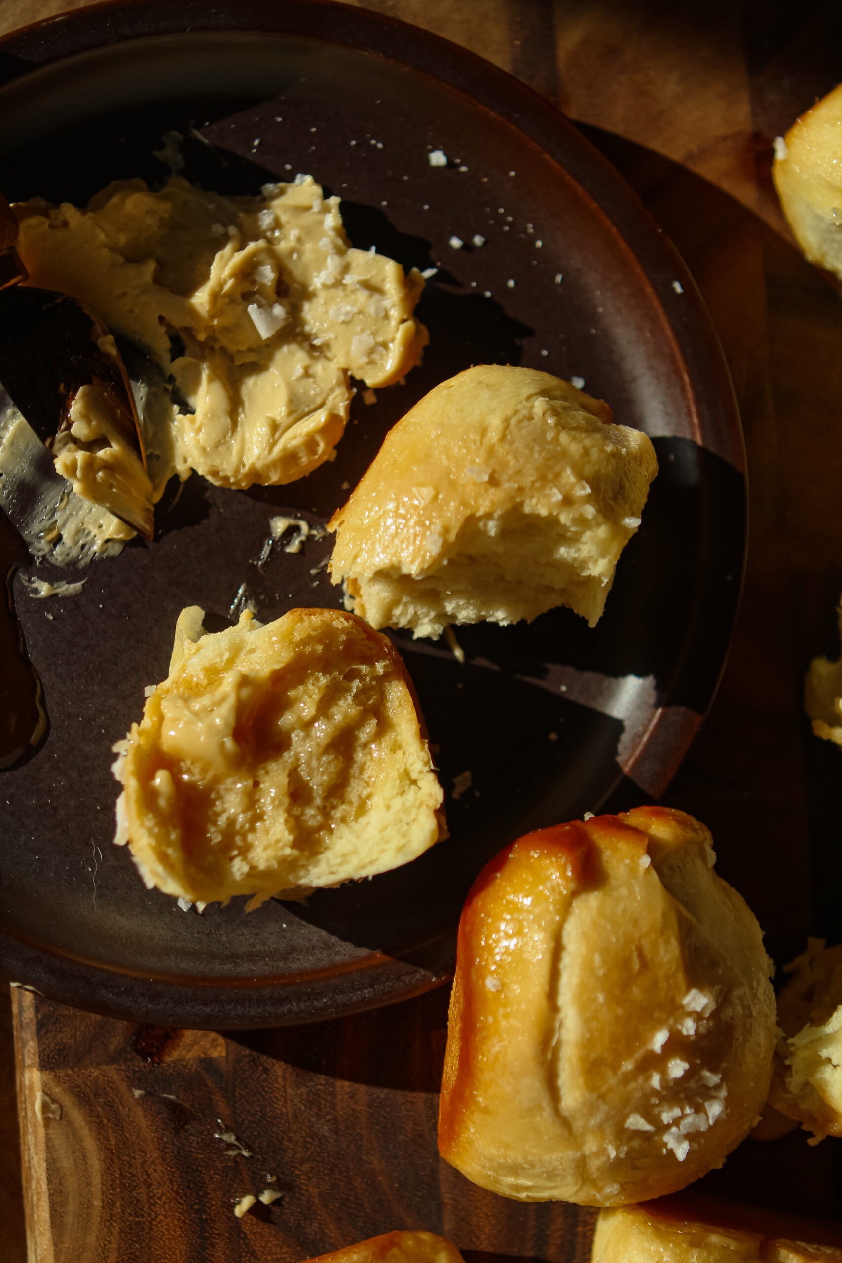 salted maple dinner rolls