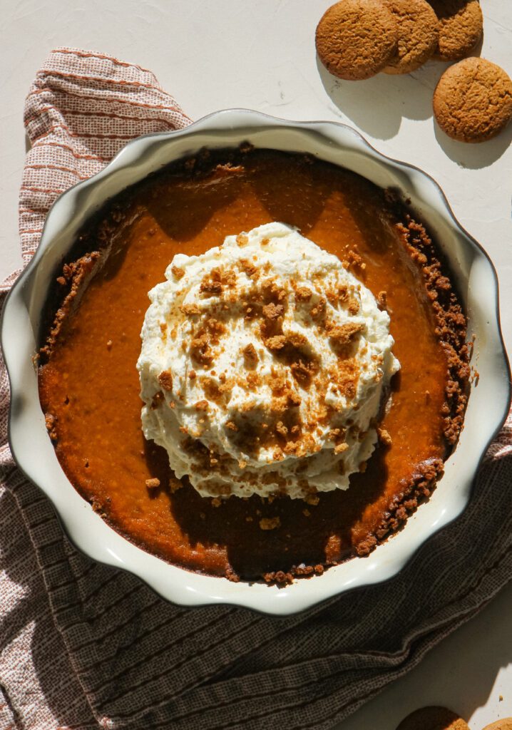 pumpkin pie with gingersnap crust