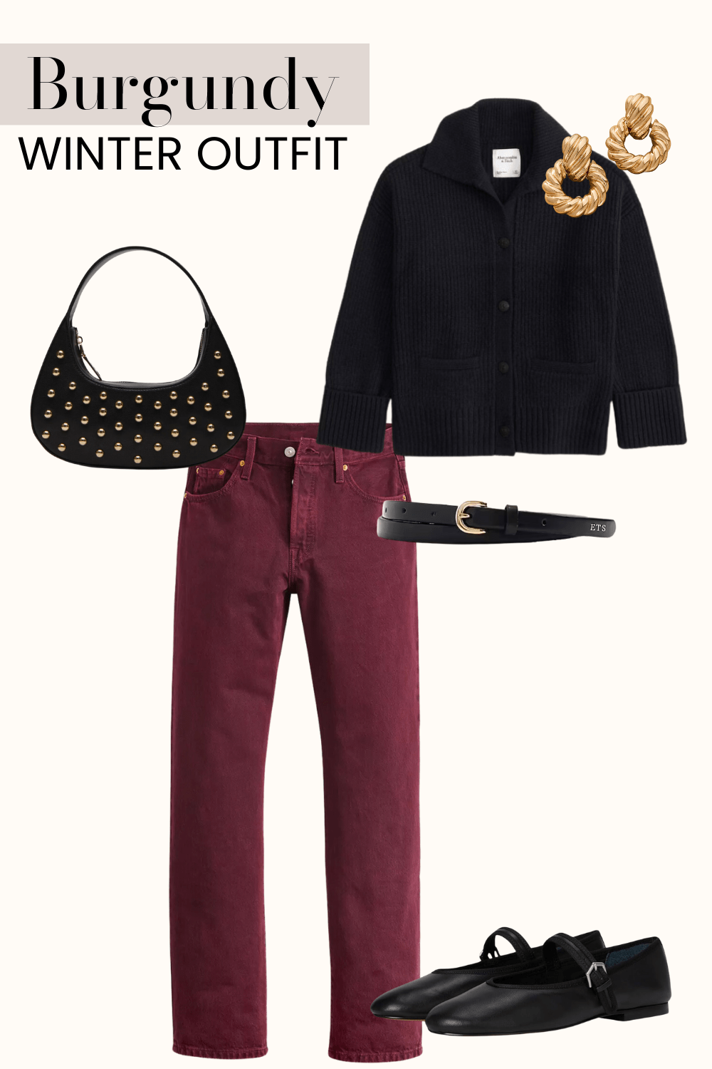 winter burgundy outfit ideas