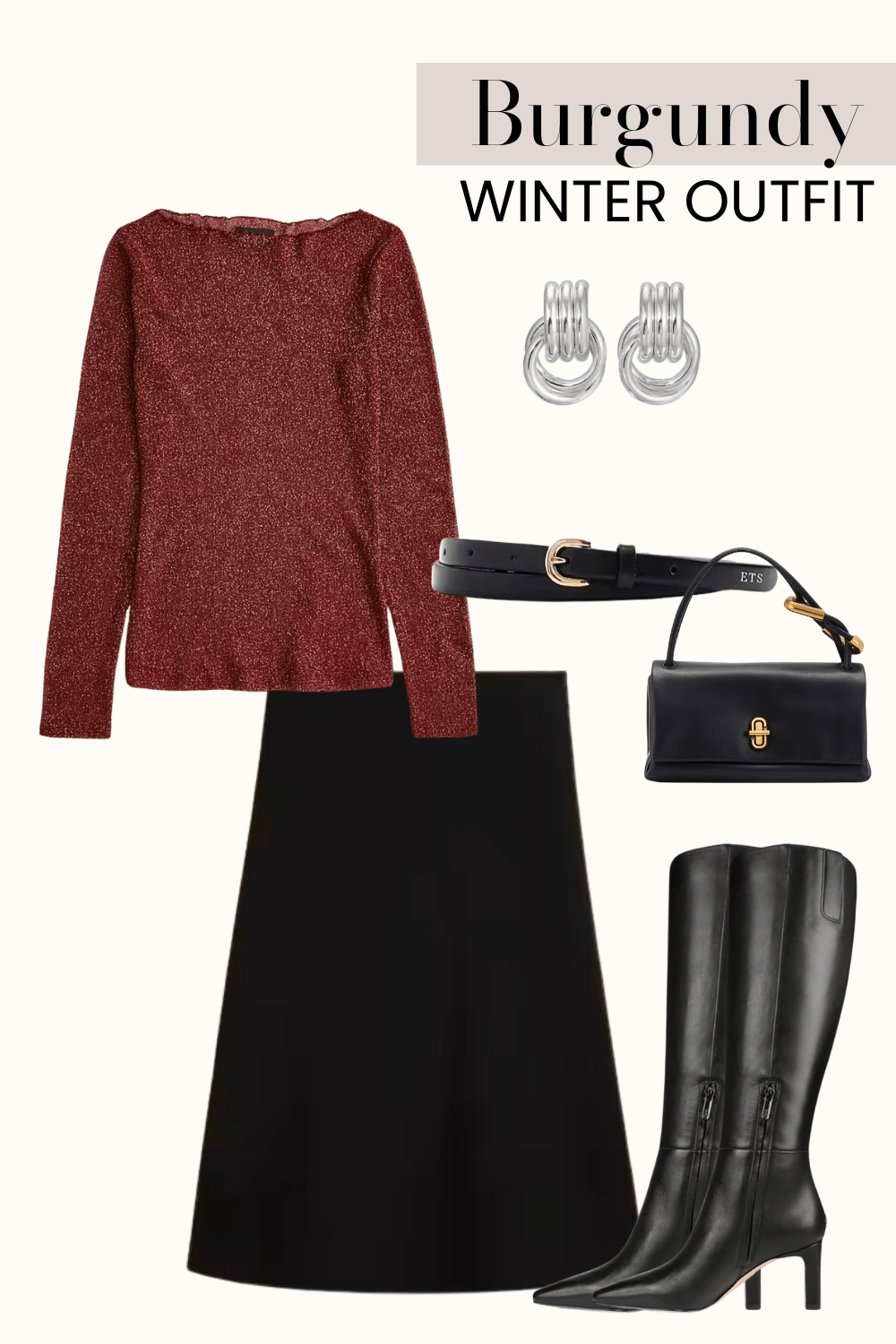 winter burgundy outfit ideas