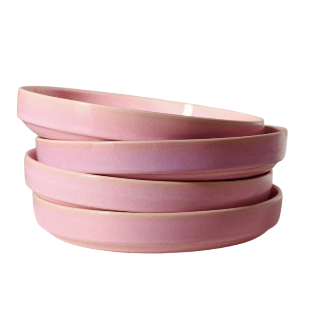 pink ceramic plates