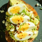 avocado toast with egg feta and chives