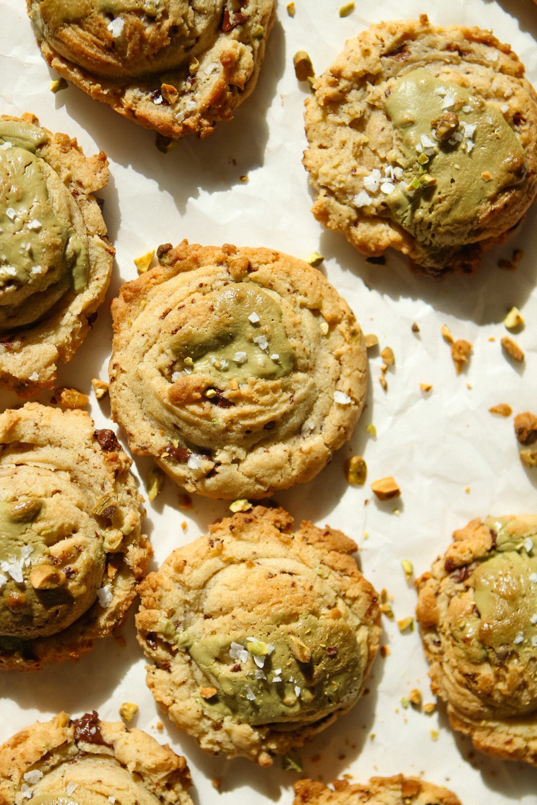 Brown butter chocolate pistachio cookies