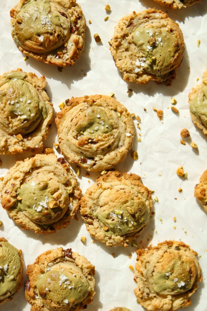 Brown butter chocolate pistachio cookies