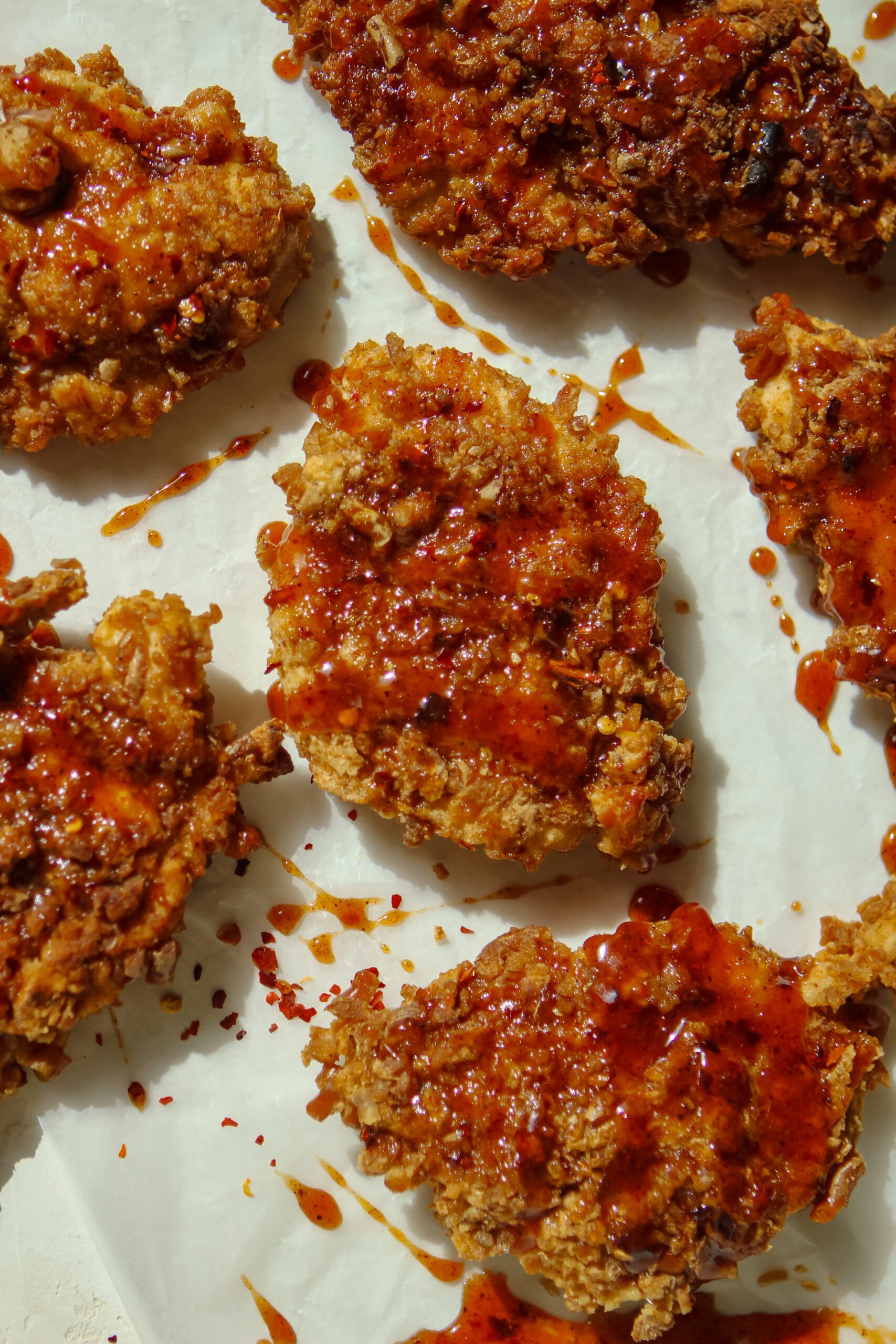 pretzel crusted hot honey chicken