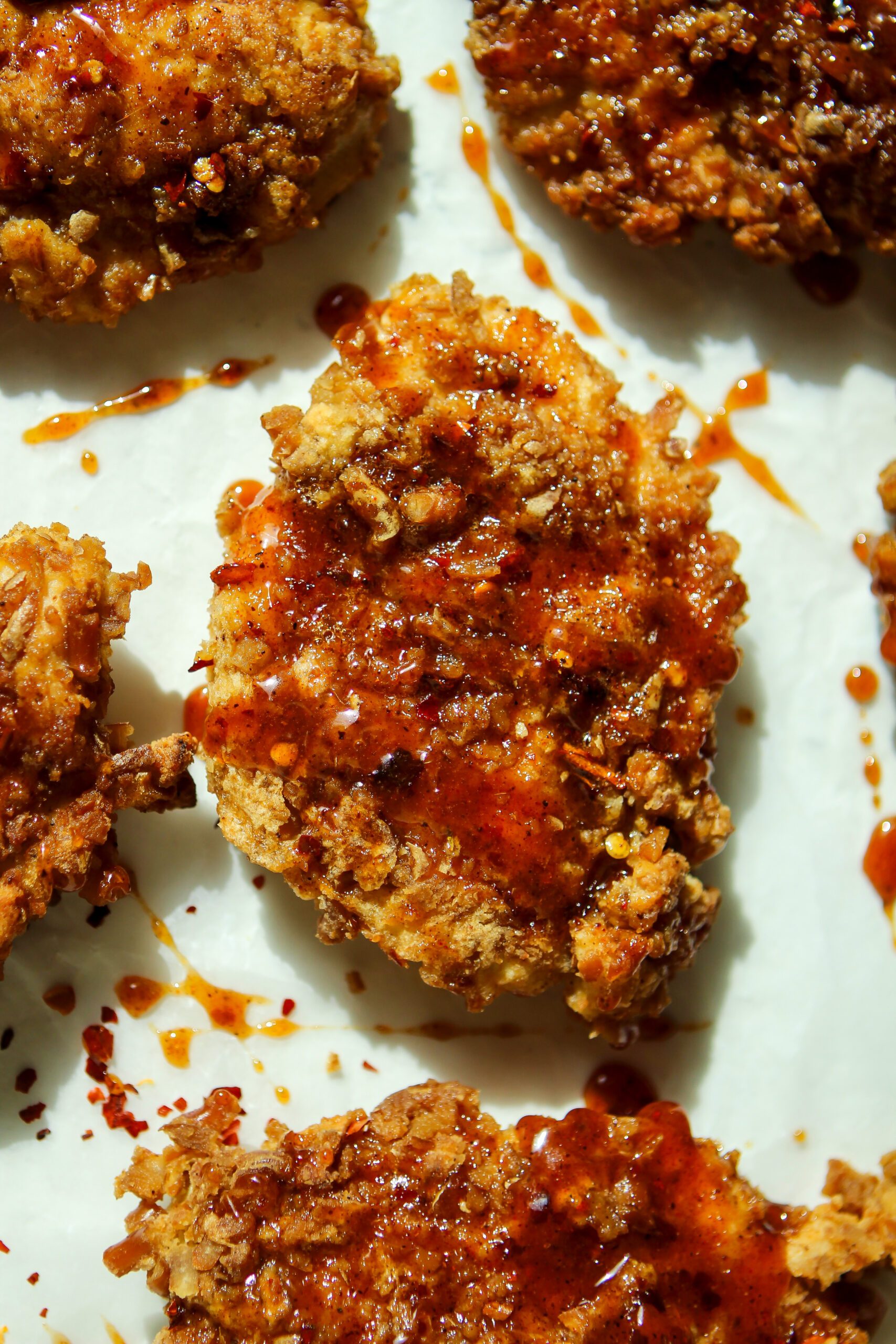 pretzel crusted hot honey chicken