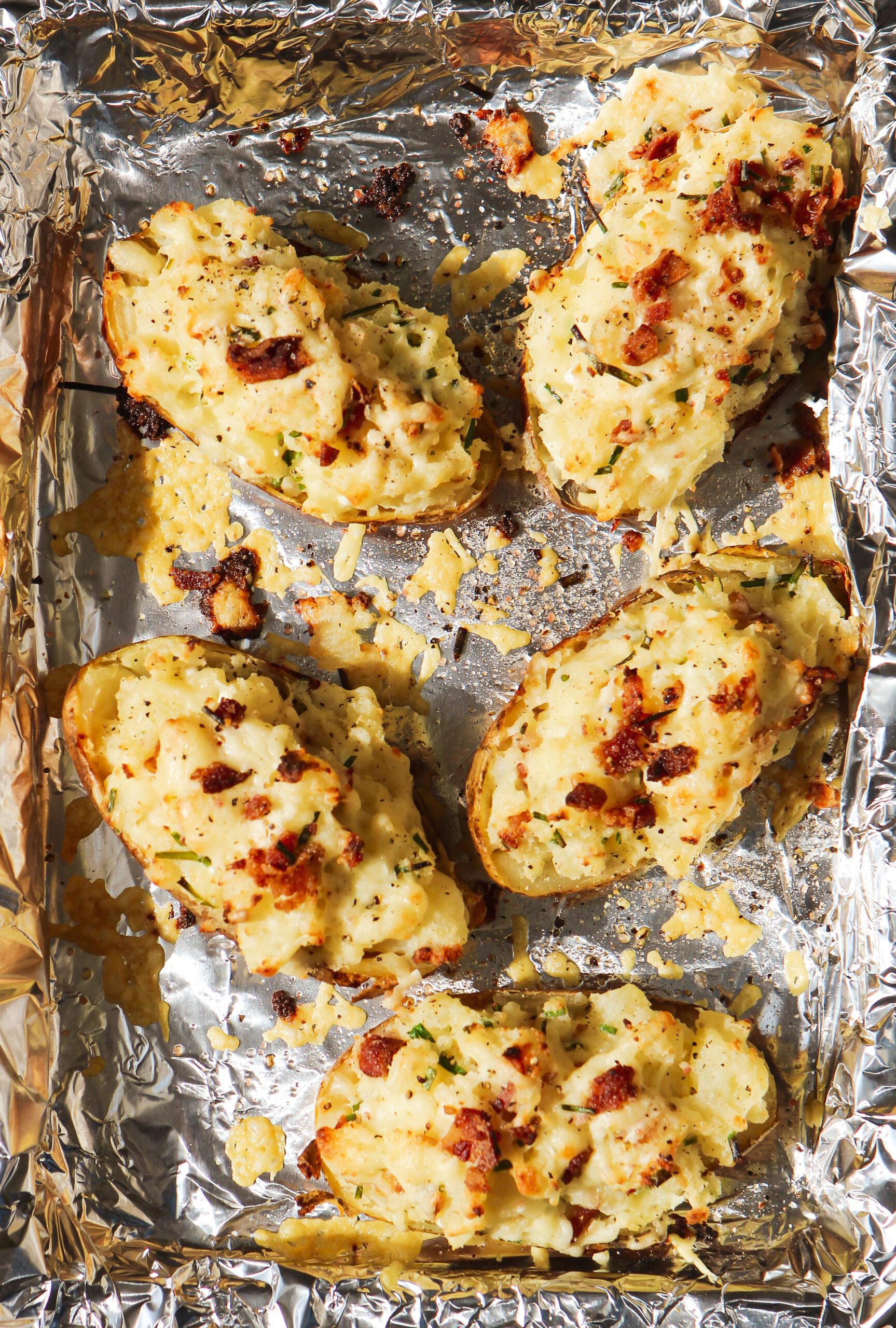 Bacon Cheese and Chive Stuffed Baked Potatoes