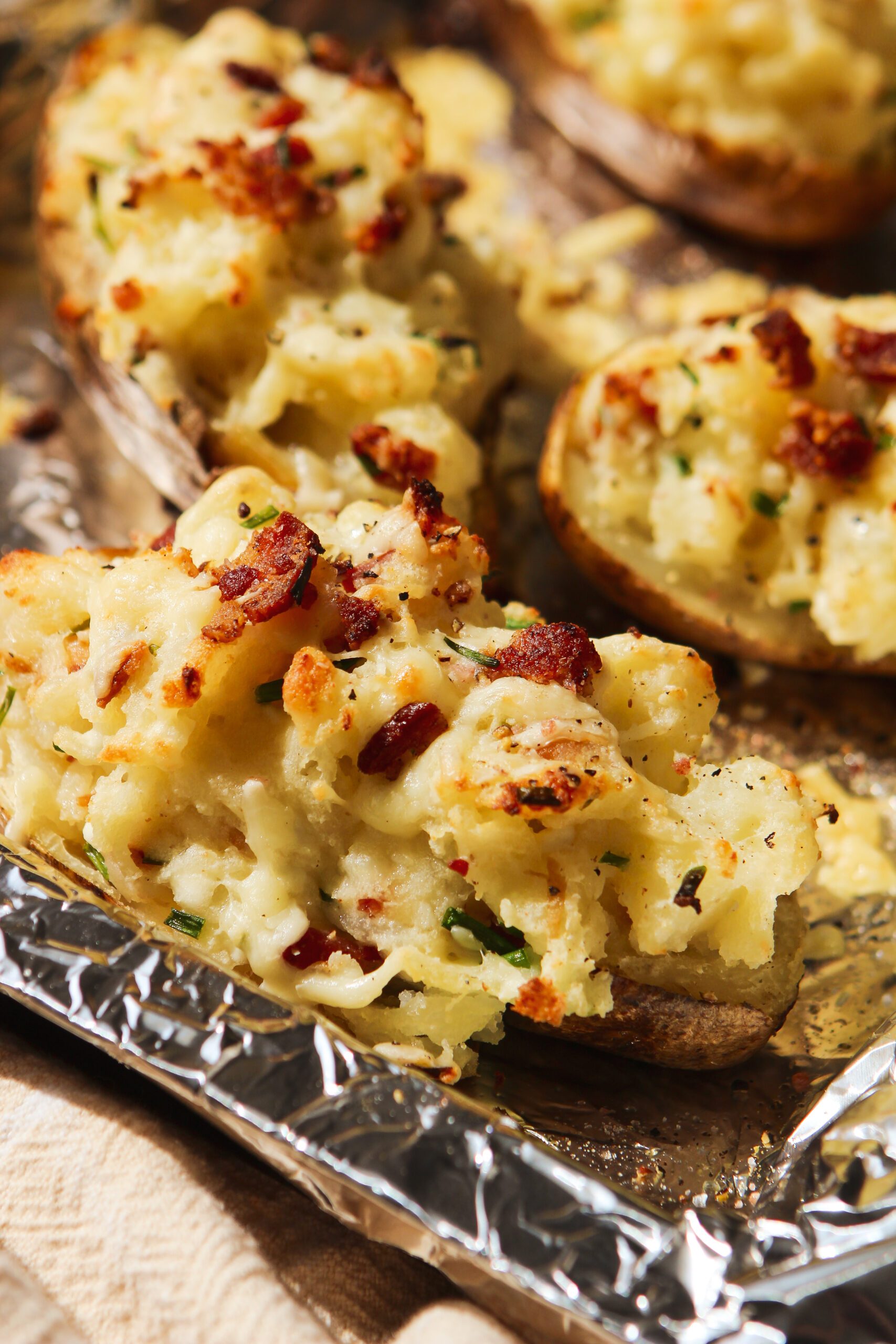 Bacon Cheese and Chive Stuffed Baked Potatoes