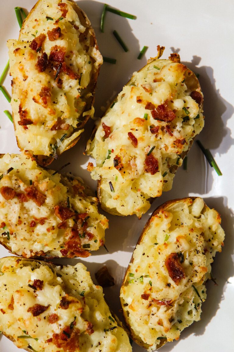 Bacon Cheese and Chive Stuffed Baked Potatoes