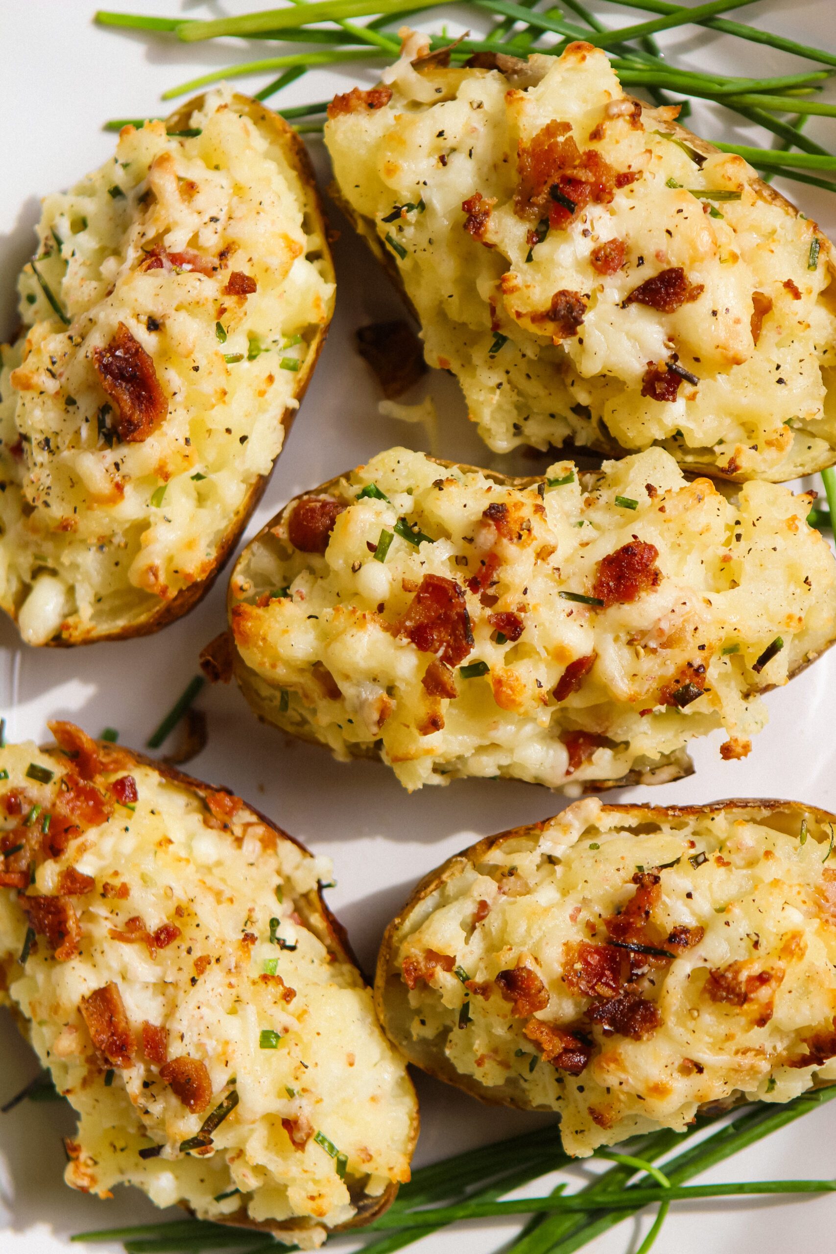 Bacon Cheese and Chive Stuffed Baked Potatoes