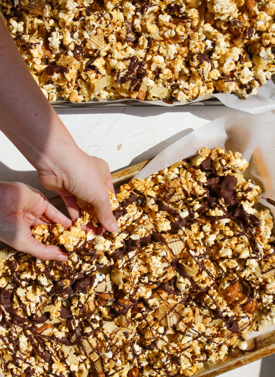 Chocolate Peanut Butter Popcorn Snack Mix - Mozie